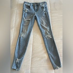 The Dream Jean by American Eagle, light wash distressed jeans, like new, size 4R